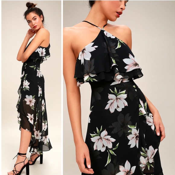 Lulus Dresses & Skirts - Lulu’s Devine Desire hi low halter ruffle dress